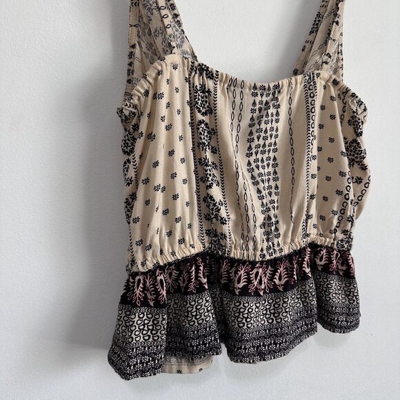 Angie Cami Tank S Peplum Hem Surplice Spaghetti Strap Concert Festival Boho NEW - Picture 6 of 7